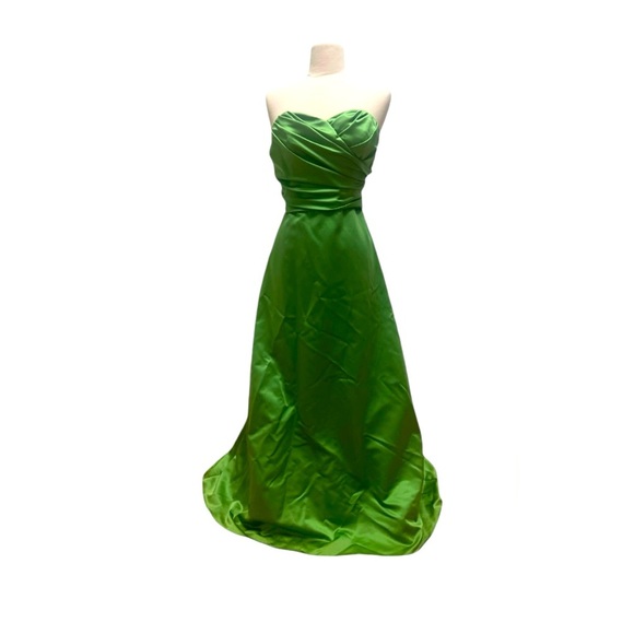 David and bridal strapless green long formal dress - Picture 1 of 6